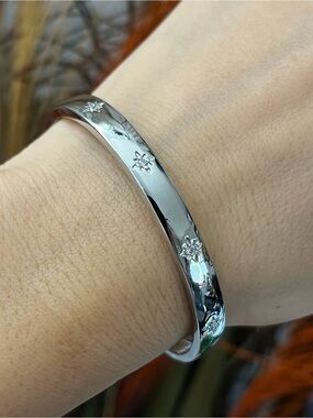 6mm Wide Cz Stars Silver Gold Cuff Bangle Bracelet for Women girls top seller